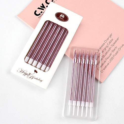 Beanlieve 24 Count Birthday Candles - Long Thin Cake Candles Slow Burning Candles for Birthday, Wedding, Lucky Party Decoration (Rose Gold)