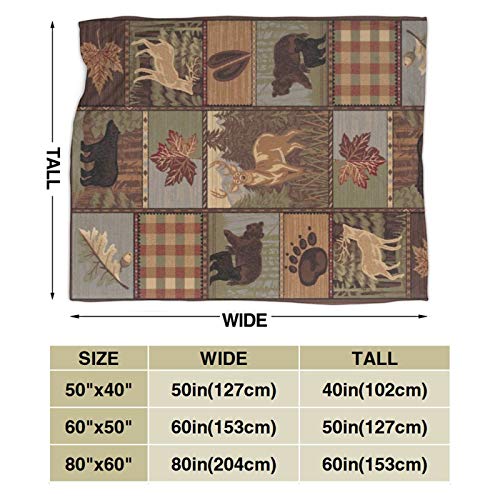 YISHOW Rustic Lodge Bear Moose Fleece Throw Blanket, Cozy Sherpa Plush Blankets for Bed Couch Sofa - 60" x 50"