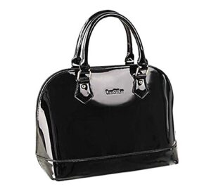 yan show women’s satchel purse large tote lady shoulder bag patent leather handbag top handle shell bag (black-1)