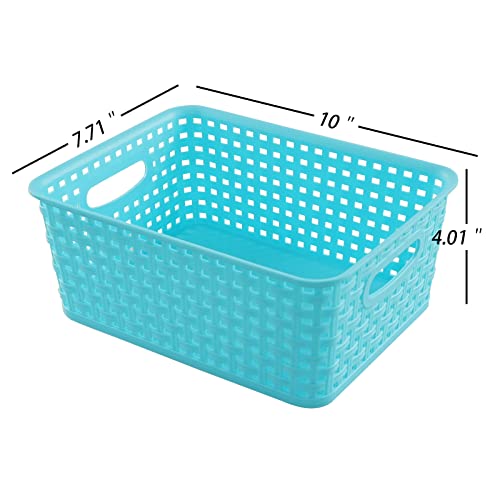 DynkoNA Colored Plastic Weave Basket, Small Storage Basket Bins Set of 6