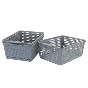 dynkona 3-pack large storage basket bin, plastic organizer bins