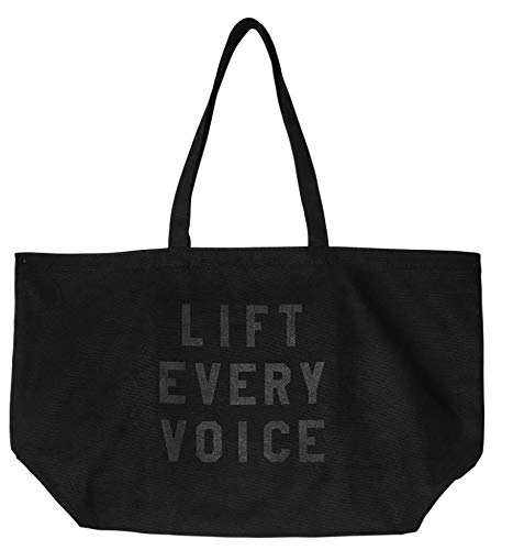 rayo & honey "Lift Every Voice" Quote Black Canvas Tote Bag