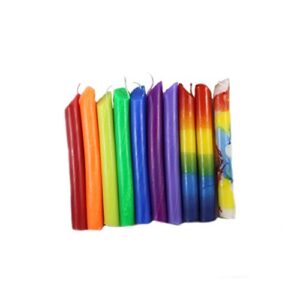 candlestock drip candle for wine bottles – colors of the rainbow dripping candles – 10 pack assortment drip tapers