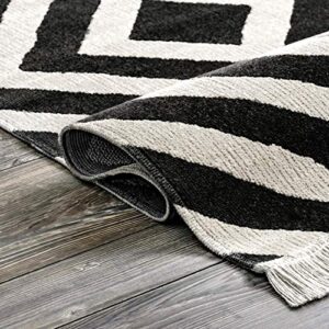 nuLOOM Rayne Diamond Fringe Indoor/Outdoor Area Rug, 8' x 10', Black