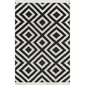 nuLOOM Rayne Diamond Fringe Indoor/Outdoor Area Rug, 8' x 10', Black