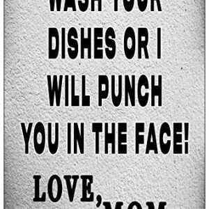 Rogue River Tactical Funny Kitchen Metal Tin Sign, 12x8 Inch, Wall Home Décor- Bar Wash Your Dishes Signed MOM