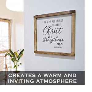 I Can Do All Things Through Christ Wall Art Sign 12x12 Inch, Christian Wall Art, Bible Verse Wall Decor Scripture Wall Art Philippians 4 13 Wall Decor Wooden Bible Verse Sign Farmhouse Wall Décor