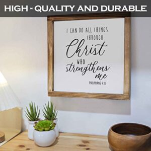 I Can Do All Things Through Christ Wall Art Sign 12x12 Inch, Christian Wall Art, Bible Verse Wall Decor Scripture Wall Art Philippians 4 13 Wall Decor Wooden Bible Verse Sign Farmhouse Wall Décor