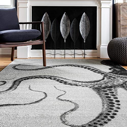 nuLOOM Loren Octopus Area Rug, 6' 7" x 9', Grey