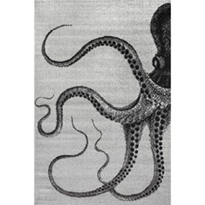 nuLOOM Loren Octopus Area Rug, 6' 7" x 9', Grey