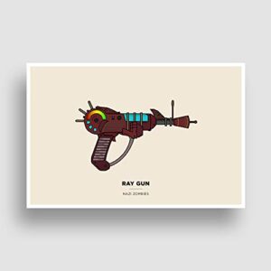 ray gun illustration poster; gaming poster, unframed, gaming decor, gifts under $15