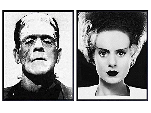 Frankenstein, Bride Poster Set - Gift for Vintage Hollywood Horror Monster Movie, Goth, Gothic Fan, Men, Teens, Kids Bedroom - 8x10 Funny Photo Photograph Wall Art Decor, Room Decorations Pictures