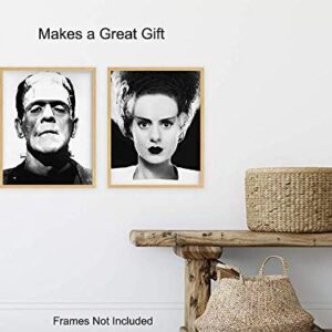 Frankenstein, Bride Poster Set - Gift for Vintage Hollywood Horror Monster Movie, Goth, Gothic Fan, Men, Teens, Kids Bedroom - 8x10 Funny Photo Photograph Wall Art Decor, Room Decorations Pictures