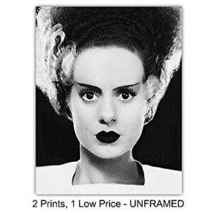 Frankenstein, Bride Poster Set - Gift for Vintage Hollywood Horror Monster Movie, Goth, Gothic Fan, Men, Teens, Kids Bedroom - 8x10 Funny Photo Photograph Wall Art Decor, Room Decorations Pictures