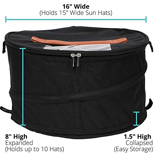 HappiBox Hat Storage Box | Stuffed Animal Toy Storage | Stackable Round Pop-up Container | Travel Hat Boxes for Women & Men | Closet Organizer w Lid | Dust Cover Cowboy Sun Beach Hats (Black, 1 Pack)