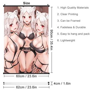 Cerberus Hell Lingerie Sexy Anime Game Character Wall Fabric Scroll Poster for Perfect Home Wall Decoration