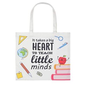 teacher appreciation gifts – teaching tote canvas  bag for men women,it takes a big heart to teach little minds 