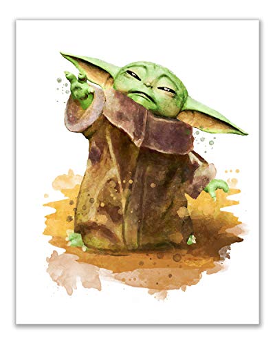 Baby Grogu Mandalorian Prints - Set of 6 (8 inches x 10 inches) Wall Art Decor Poster Photos - Star Wars TV Series Pedro Pascal & The Child Baby Yoda