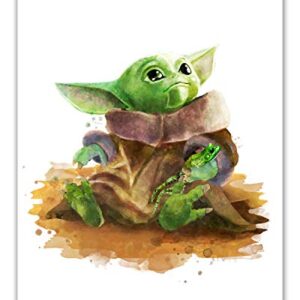 Baby Grogu Mandalorian Prints - Set of 6 (8 inches x 10 inches) Wall Art Decor Poster Photos - Star Wars TV Series Pedro Pascal & The Child Baby Yoda