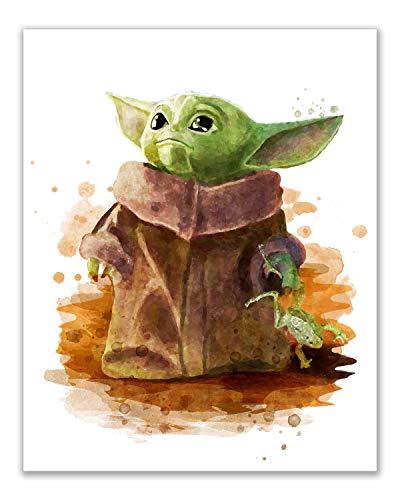 Baby Grogu Mandalorian Prints - Set of 6 (8 inches x 10 inches) Wall Art Decor Poster Photos - Star Wars TV Series Pedro Pascal & The Child Baby Yoda