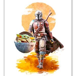 Baby Grogu Mandalorian Prints - Set of 6 (8 inches x 10 inches) Wall Art Decor Poster Photos - Star Wars TV Series Pedro Pascal & The Child Baby Yoda