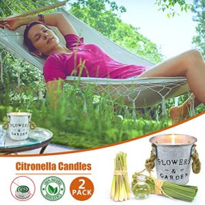 Citronella Candles Outdoor Indoor, 2 Pack 13.5 Oz Large Natural Citronella Oil Soy Wax Outdoor Candles, 80 Hours Long Lasting Highly Scented Candles for Summer Home Garden Patio Balcony