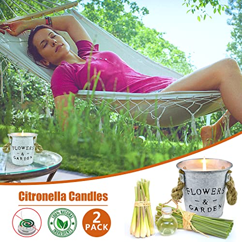 Citronella Candles Outdoor Indoor, 2 Pack 13.5 Oz Large Natural Citronella Oil Soy Wax Outdoor Candles, 80 Hours Long Lasting Highly Scented Candles for Summer Home Garden Patio Balcony