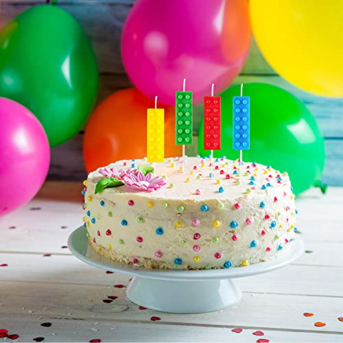 16 Pieces Building Block Candles Brick Birthday Cake Topper Candles for Building Block Birthday Decoration Party Supplies