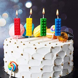 16 Pieces Building Block Candles Brick Birthday Cake Topper Candles for Building Block Birthday Decoration Party Supplies