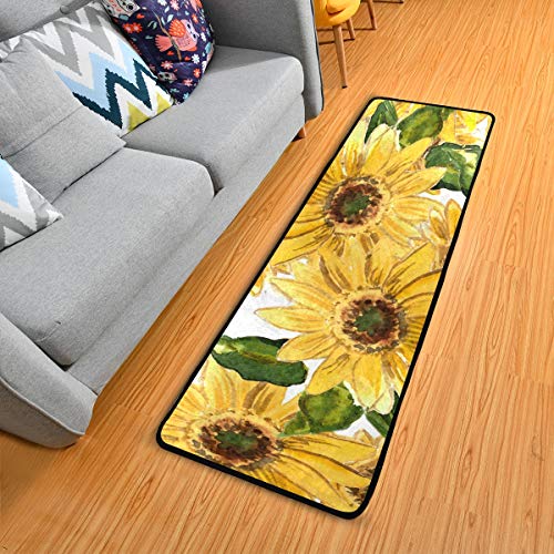 Blooming Sunflowers Kitchen Rugs Non-Slip Soft Doormats Bath Carpet Floor Runner Area Rugs for Home Dining Living Room Bedroom 72" X 24"