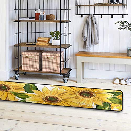 Blooming Sunflowers Kitchen Rugs Non-Slip Soft Doormats Bath Carpet Floor Runner Area Rugs for Home Dining Living Room Bedroom 72" X 24"