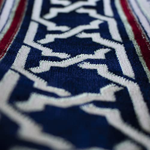 Modefa Turkish Islamic Prayer Rug - Multi Person Janamaz Sajada for Family or Mosque - Large Gathering & Group Praying Carpet - Wide Plush Velvet Praying Mat (Mihrab Red - 5 Person)