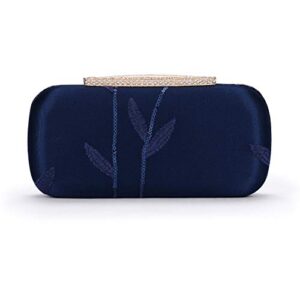 Mulian LilY M034 Evening Clutch Purses Lace Satin Beaded Sequin Prom Party Clutch Bag For Women Navy