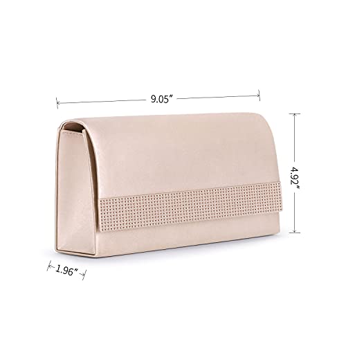 Mulian LilY M052 Satin Rhinestones Evening Bags Party Bridal Clutch Purse For Women Prom Clutch Champagne