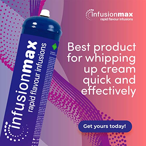 InfusionMax Whipped Cream Chargers - Pure Culinary Whipped Cream Charger Cylinder - 0.95 Liters (580 gram) Compatible with Standard Whipped Cream Dispenser