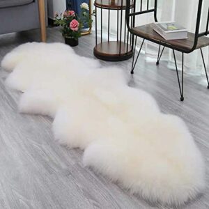 gracefur area rug genuine sheepskin rug soft lambswool throw rug decorative rug for bedroom sofa floor (2*6ft, white)
