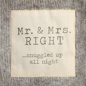 DEMDACO Mr. and Mrs. Cuddle Greywash 60 x 70 Fleece Fabric Foot Pocket Throw Blanket