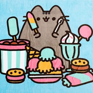 Pusheen The Cat Character Eating Candy Treats Dream Throw Blanket (Blue)
