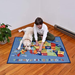 usa map carpet educational and fun learn usa states for kids boys girls bedrooms playrooms daycares classrooms area rug united states map (3’3″ x 4’5″)