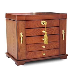 titiskin large wooden jewelry box for women jewel case cabinet armoire ring necklacel gift storage box organizer