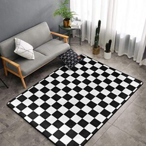 sweet tang area rug race waving checkered flag black and white modern soft floor mat throw rugs nursery decoration rugs baby care crawling carpet, 60inchx39inch