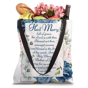 Hail Mary Full of Grace Prayer Catholic Blessed Mother Mary Tote Bag