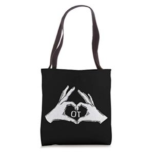 heart hands occupational therapy cute ot-a therapist gift tote bag