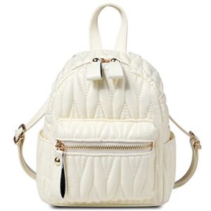 mini backpack purse,chasechic cute fashion small quilted daypacks for girls teens women pu leather shoulder bags ladies,white