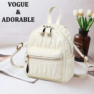 Mini Backpack Purse,ChaseChic Cute Fashion Small Quilted Daypacks for Girls Teens Women PU Leather Shoulder Bags Ladies,White