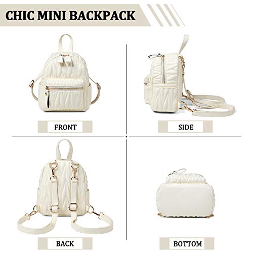 Mini Backpack Purse,ChaseChic Cute Fashion Small Quilted Daypacks for Girls Teens Women PU Leather Shoulder Bags Ladies,White