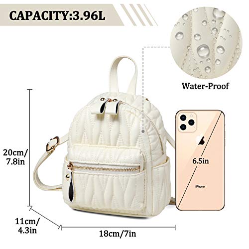 Mini Backpack Purse,ChaseChic Cute Fashion Small Quilted Daypacks for Girls Teens Women PU Leather Shoulder Bags Ladies,White