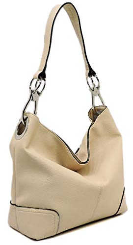 Fashion Hooked Single Strap Classic Hobo Bucket Bag Purse Womens Satchel Classic Handbag (Nude)