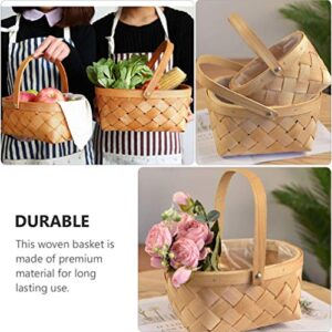 BESTOYARD Rattan Wicker Easter Basket Wood Baskets with Handles for Easter Fall Decor Picnics Gardening Parties Weddings Rustic Home Decor Organizer Basket S