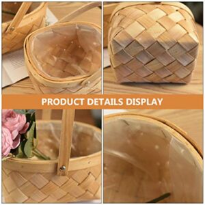 BESTOYARD Rattan Wicker Easter Basket Wood Baskets with Handles for Easter Fall Decor Picnics Gardening Parties Weddings Rustic Home Decor Organizer Basket S